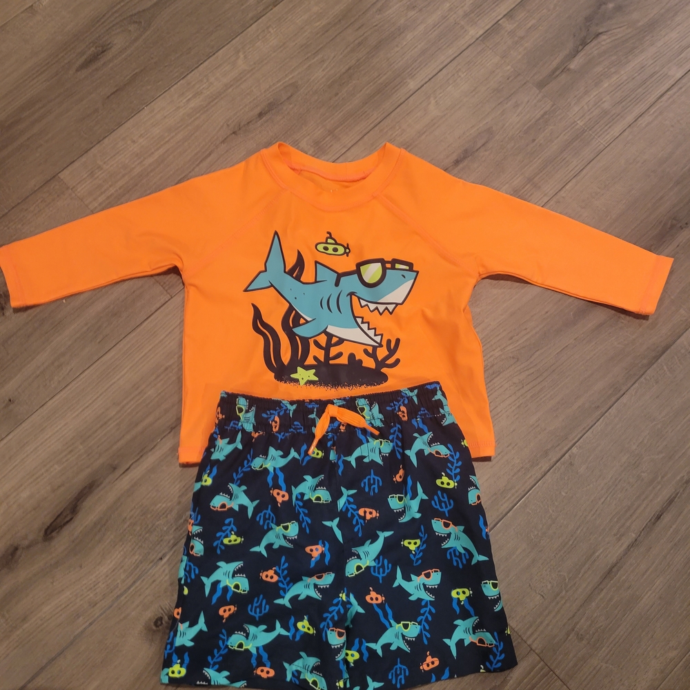 Orange Shark Swim Set for Kids NWOT